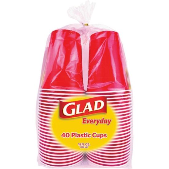 Glad Everyday 18 Oz. Red Plastic Cups (40-Count)