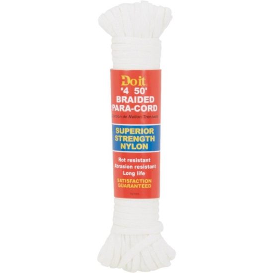 Do it Best 1/8 In. x 50 Ft. White Braided Polypropylene Paracord