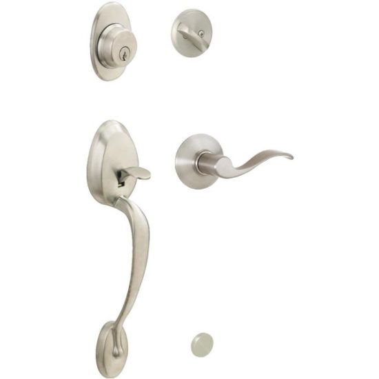 Schlage Satin Nickel Entry Door Handleset with Accent Interior Lever
