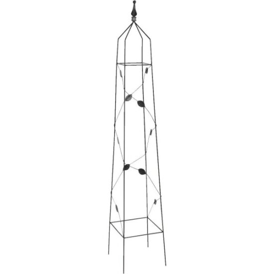 Best Garden 60 In. Black Metal Leaf Obelisk