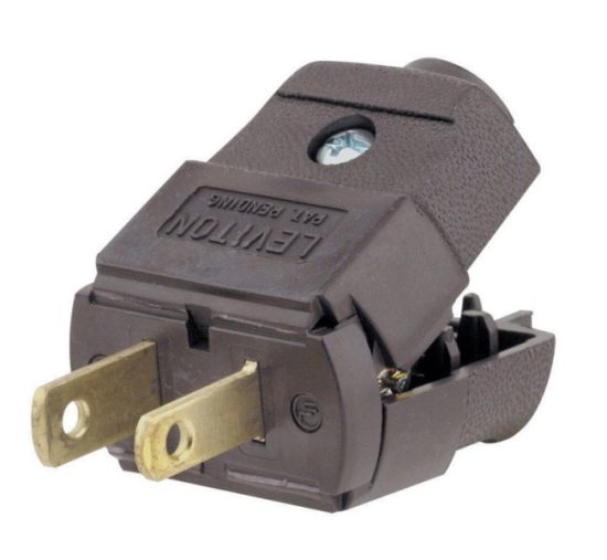 Leviton 15A 125V 2-Wire 2-Pole Hinged Cord Plug, Brown