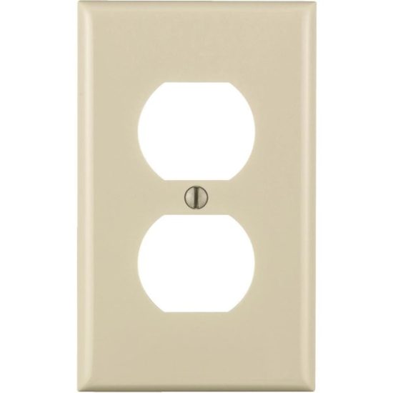 Leviton Commercial Grade 1-Gang Thermoplastic Outlet Wall Plate, Light Almond