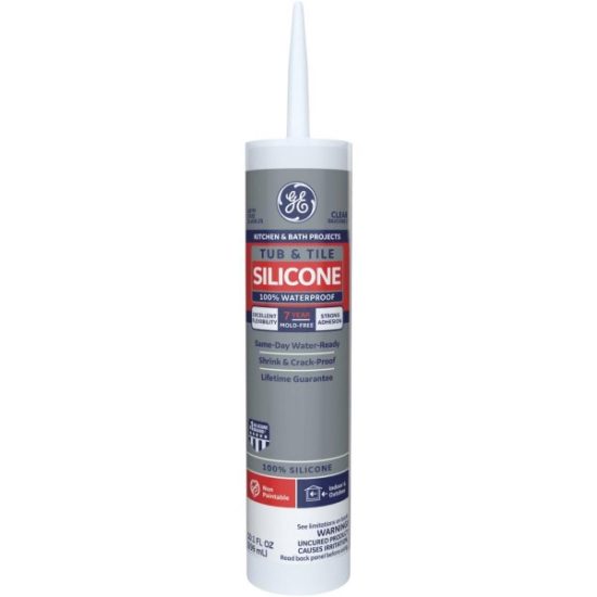 GE Tub & Tile Silicone 1 Sealant, Clear, 10.1 Oz.