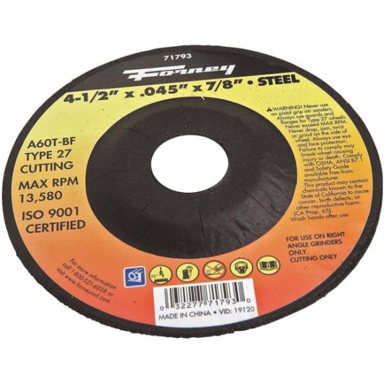 Forney Type 27 4-1/2 In. x 0.045 In. x 7/8 In. Steel Cut-Off Wheel