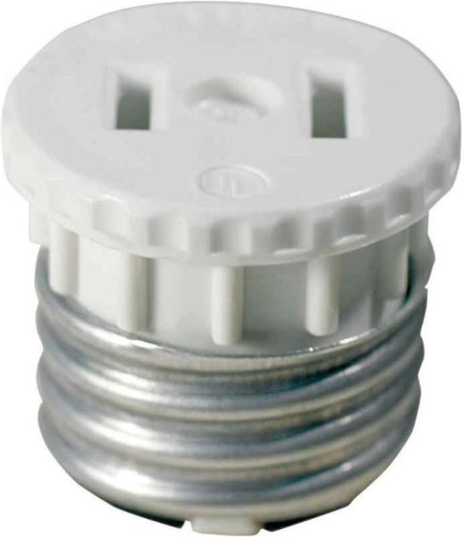 Leviton 600W 120V White Light Socket Adapter