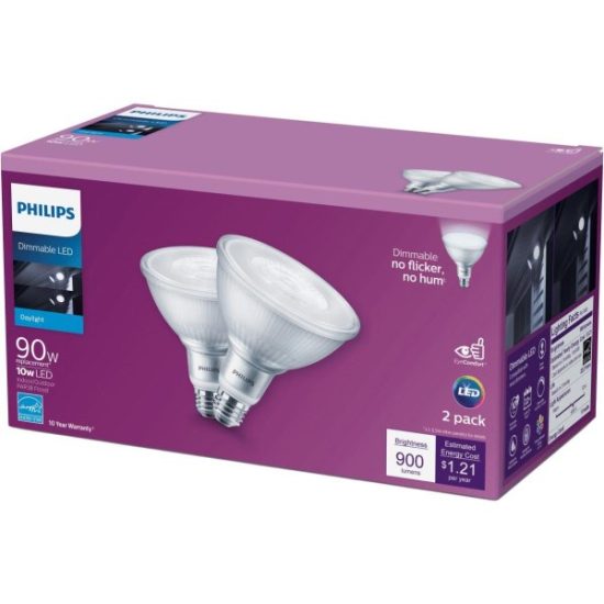 Philips 90W Equivalent Daylight PAR38 Medium Dimmable LED Floodlight Light Bulb (2-Pack)