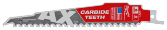 Milwaukee SAWZALL The AX 6 In. 5 TPI Wood w/Nails Demolition Reciprocating Saw Blade with Carbide Teeth
