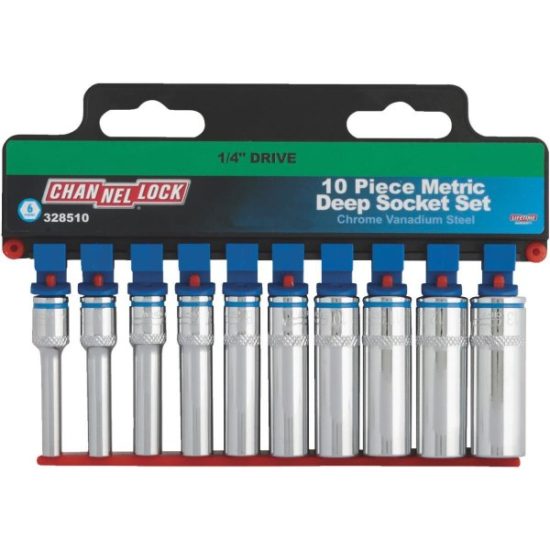Channellock Metric 1/4 In. Drive 6-Point Deep Socket Set (10-Piece)