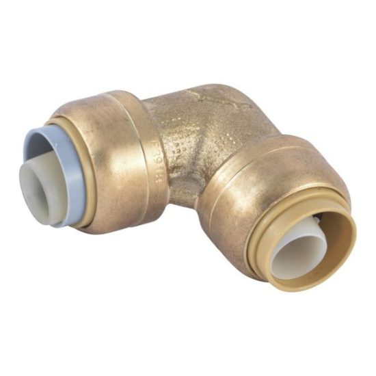 SharkBite 1/2 In. CTS x 1/2 In. Polybutylene 90 Deg. Push-to-Connect Conversion Brass Elbow