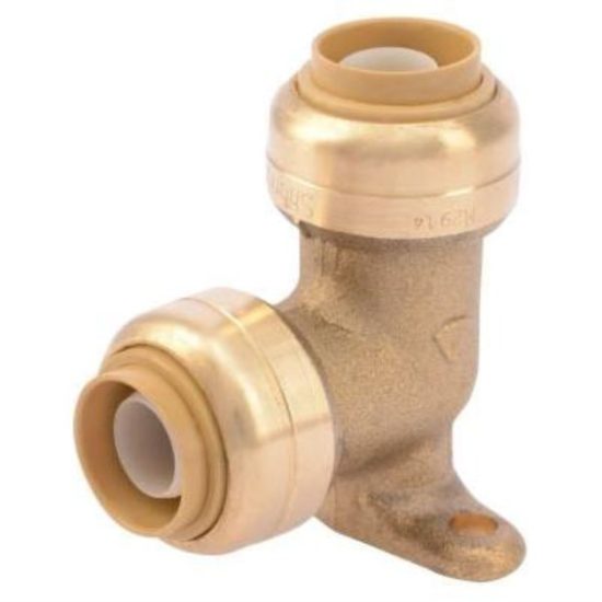 SharkBite 1/2 In. PTC x 1/2 In. PTC 90 Deg. Push-to-Connect Drop Ear Brass Elbow (1/4 Bend)