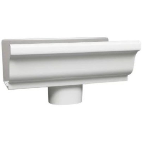 Amerimax 5 In. K Style Galvanized White Gutter Drop Outlet