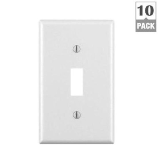 Leviton 1-Gang Plastic Toggle Switch Wall Plate, White (10-Pack)