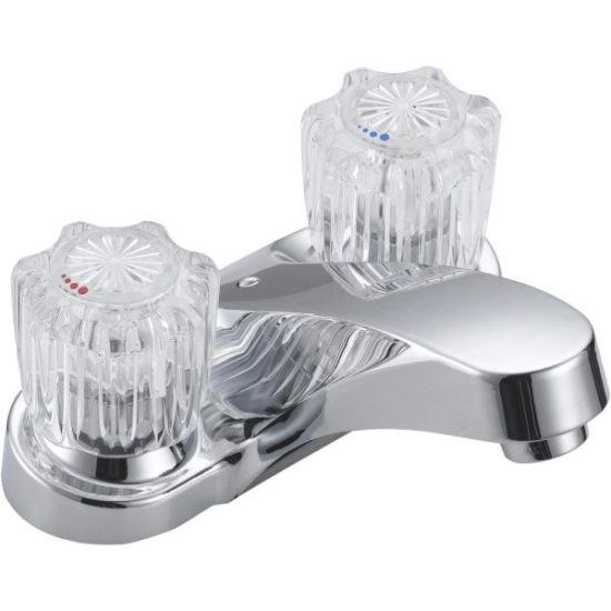 Home Impressions Chrome 2-Handle Knob 4 In. Centerset Bathroom Faucet