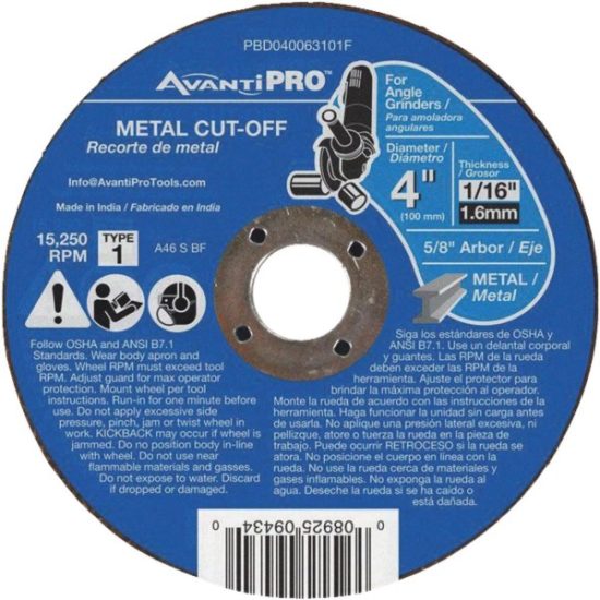 Avanti Pro Type 1 4 In. x 1/16 In. x 5/8 In. Metal Cut-Off Wheel
