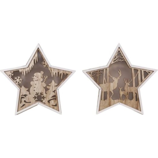 Alpine 2 In. W. x 9 In. H. x 10 In. L. Warm White LED Wooden Star