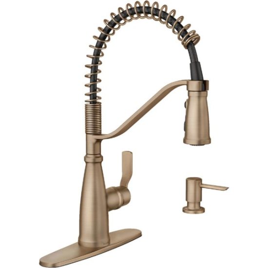 Moen Nolia Single Handle Pull-Down Kitchen Faucet, Bronzed Gold