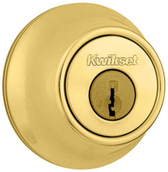 Kwikset Polished Brass Adjustable Latch Single Cylinder Deadbolt
