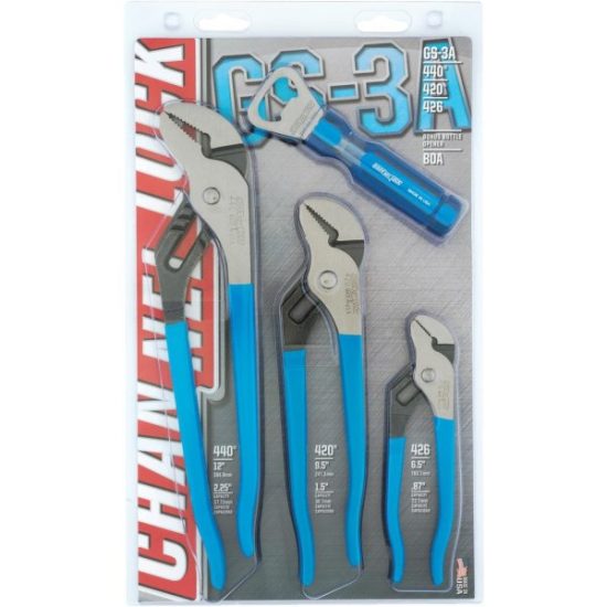 Channellock 6-1/2 In., 9-1/2 In. and 12 In. Tongue and Groove Plier Set (3-Piece)