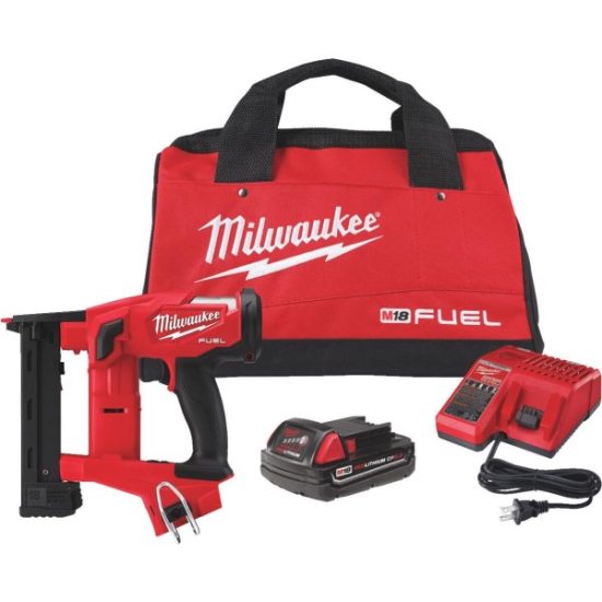 Milwaukee M18 FUEL 18 Volt Lithium-Ion 18-Gauge 1/4 In. Narrow Crown Brushless Cordless Finish Stapler Kit