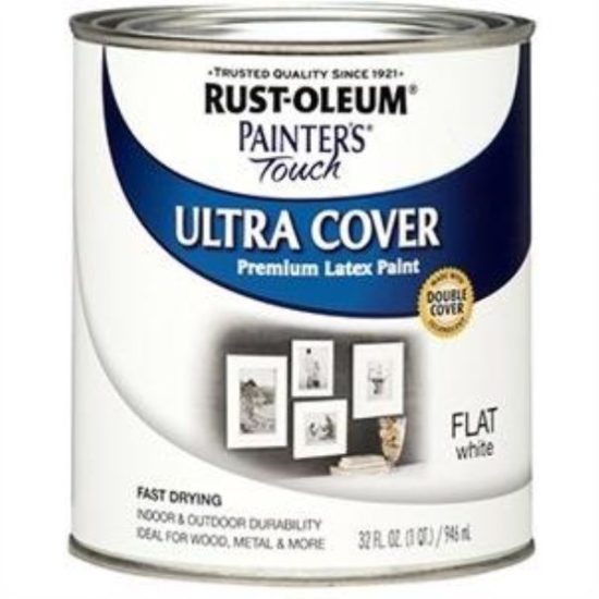 Rust-Oleum Painter's Touch 2X Ultra Cover Premium Latex Paint, Flat White, 1 Qt.