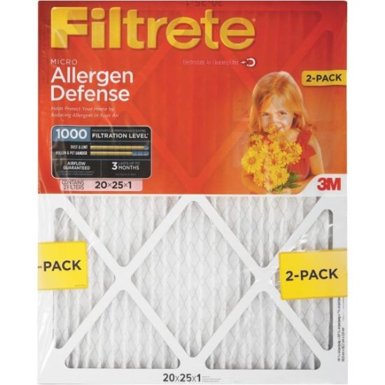 3M Filtrete 20 In. x 25 In. x 1 In. Allergen Defense 1000/1085 MPR Furnace Filter (2-Pack)