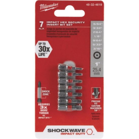 Milwaukee SHOCKWAVE Hex Security Insert Impact Screwdriver Bit Set (7-Piece)