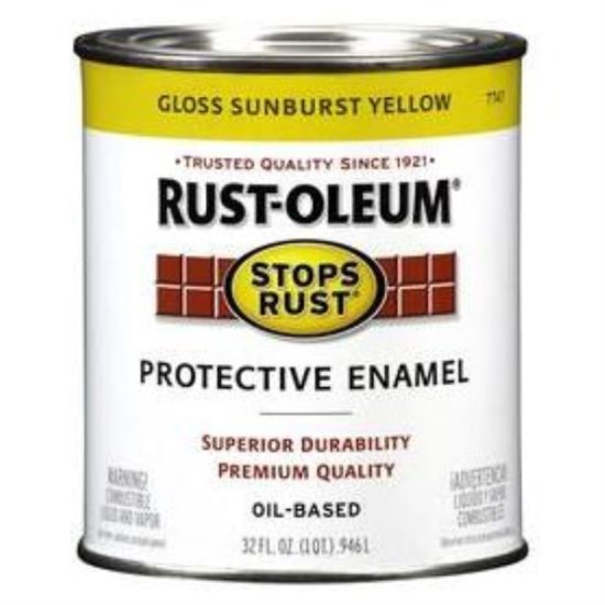 Rust-Oleum Stops Rust Oil Based Gloss Protective Rust Control Enamel, Sunburst Yellow, 1 Qt.