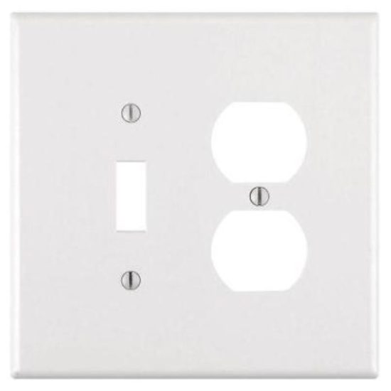 Leviton Oversized 2-Gang Thermoset Single Toggle/Duplex Outlet Wall Plate, White