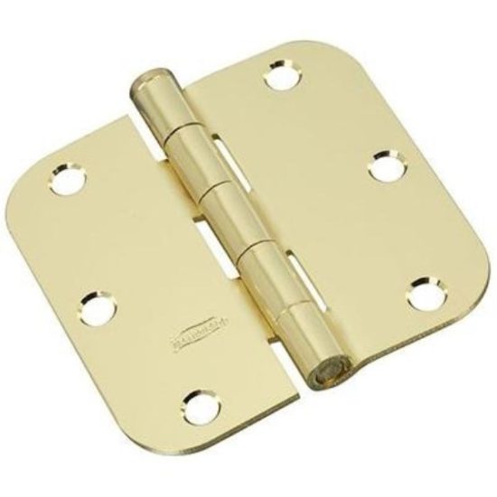 National 3-1/2 In. x 5/8 In. Radius Polished Brass Door Hinge