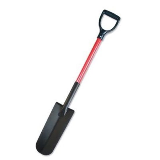 Bully Tools 12-Gauge 32 In. Fiberglass D-Handle Round Point Drain Spade