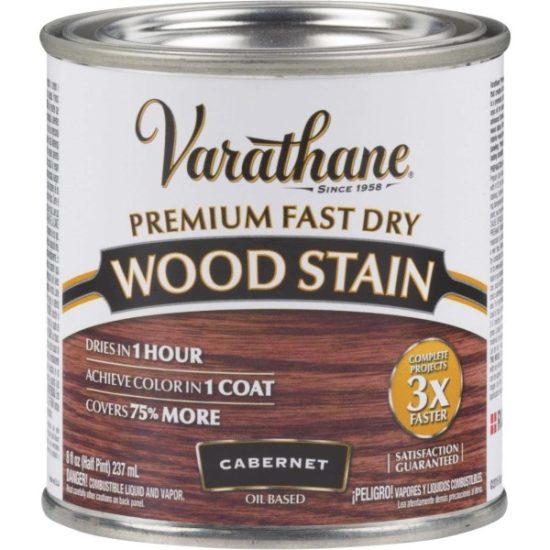 Varathane Fast Dry Cabernet Urethane Modified Alkyd Interior Wood Stain, 1/2 Pt.