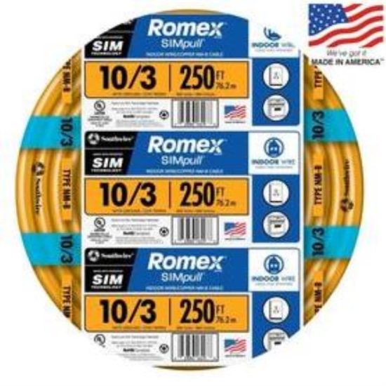 Romex 250 Ft. 10/3 Solid Orange NMW/G Electrical Wire