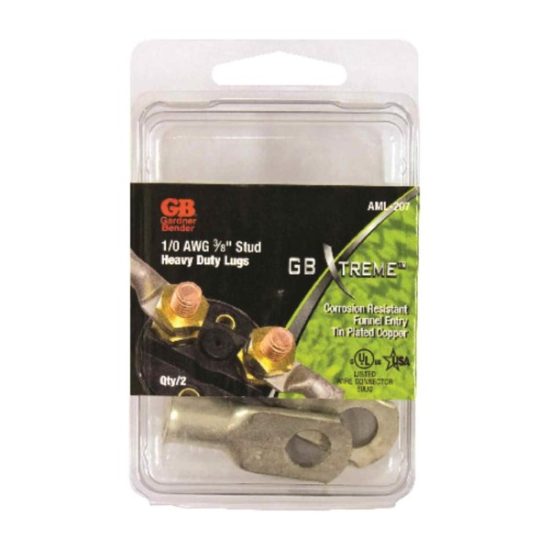 Gardner Bender Xtreme 1/0 AWG 3/8 In. Copper Heavy-Duty Wire Lug (2-Pack)