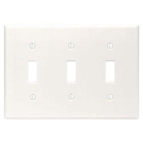 Leviton 3-Gang Plastic Toggle Switch Wall Plate, White