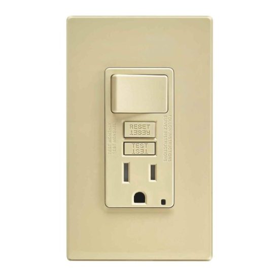 Leviton Ivory 15A Self-Test Tamper Resistant GFCI Switch & Outlet Combination With Wallplate