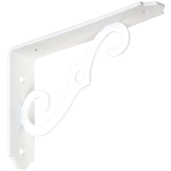 National 152 5 In. D. x 3-1/2 In. H. Antique White Steel Ornamental Shelf Bracket/Plant Hanger
