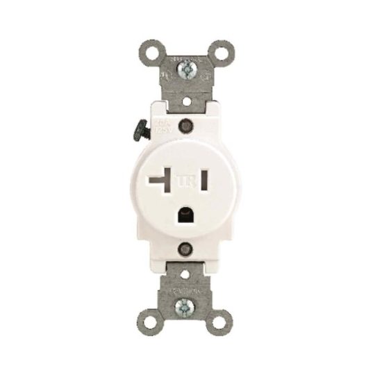 Leviton 20A White Commercial Grade 5-20R Tamper Resistant Single Outlet