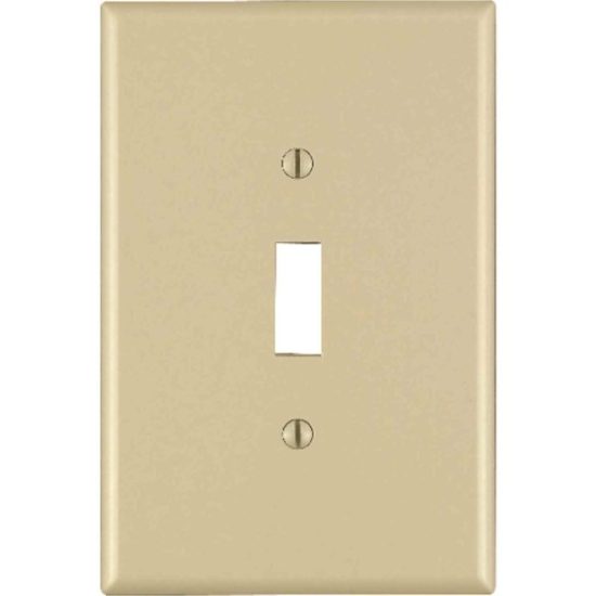 Leviton 1-Gang Plastic Oversized Toggle Switch Wall Plate, Ivory