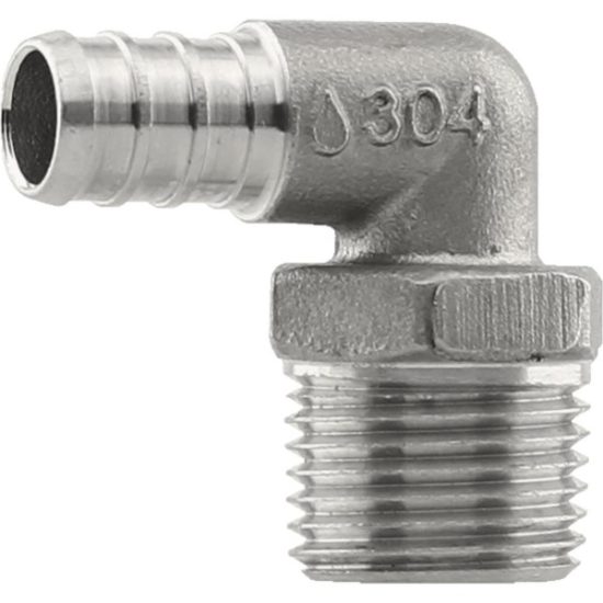 Plumbeeze 1/2 In. PEX x 1/2 In. Stainless Steel MPT Elbow