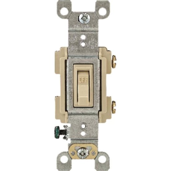 Leviton Residential Grade 15 Amp Toggle Single Pole Switch, Ivory