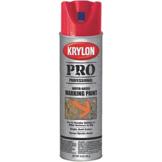 Krylon Mark-It 731308 Industrial WB APWA Brilliant Red Inverted Marking Paint
