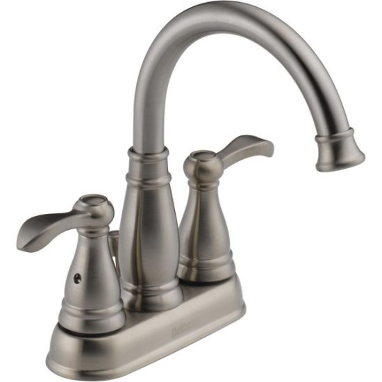 Delta Porter Brushed Nickel 2-Handle Lever 4 In. Centerset Bathroom Faucet with Pop-Up