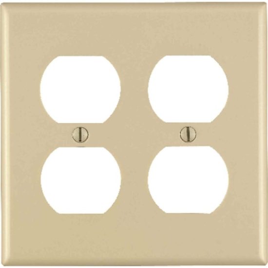 Leviton 2-Gang Smooth Plastic Outlet Wall Plate, Ivory