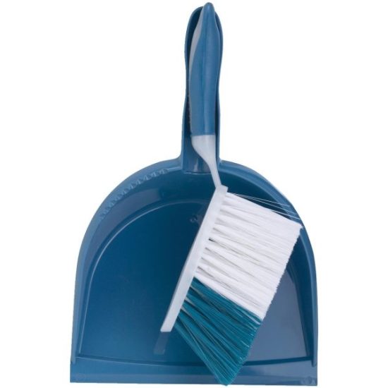 Blue Plastic Dust Pan & Brush Set