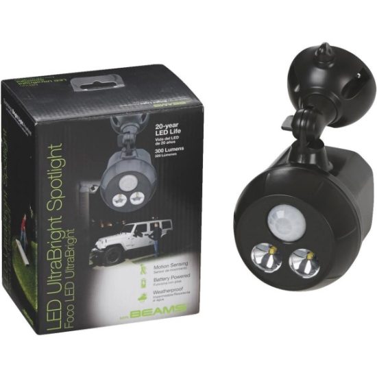 Mr. Beams UltraBright 300-Lumen Brown Motion Sensing/Dusk-To-Dawn Spotlight Outdoor Battery Operated LED Light Fixture