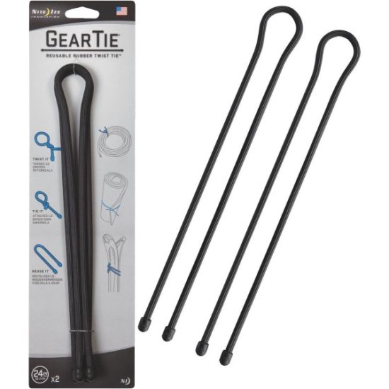 Gear Tie 24 In. Reusable Rubber Twist Tie - Black (2-Pack)