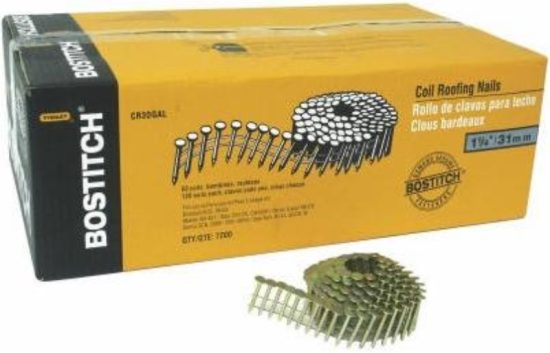 Bostitch 15 Degree Wire Weld Galvanized Coil Roofing Nail, 1 In. x .120 In. (7200 Ct.)