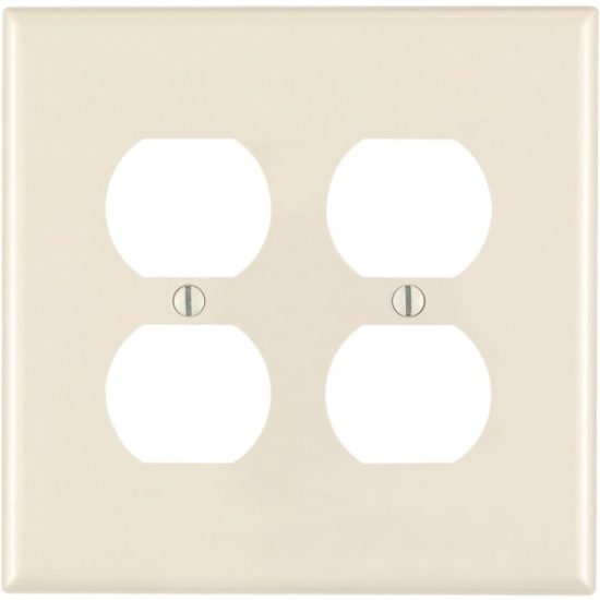 Leviton Mid-Way 2-Gang Thermoplastic Nylon Outlet Wall Plate, Light Almond
