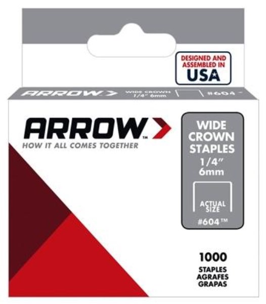 Arrow Heavy-Duty Wide Crown Staple, 1/4 In. (1000-Pack)