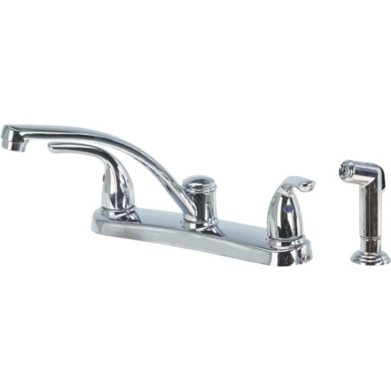 Home Impressions Dual Handle Metal Lever Kitchen Faucet with Side Spray, Chrome